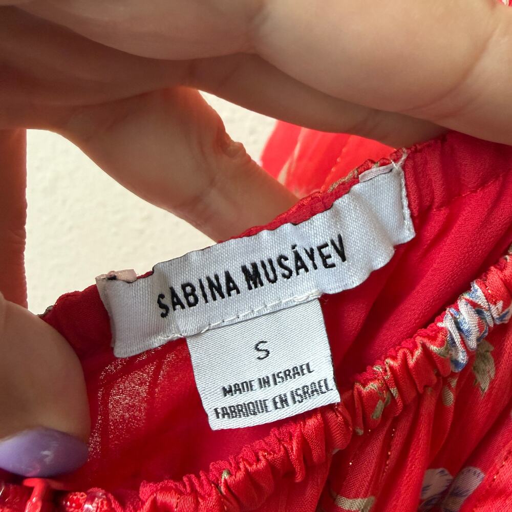 Sabina Musayev Hawaii Dress in Red Ditsy Floral Size S - Picture 5 of 6